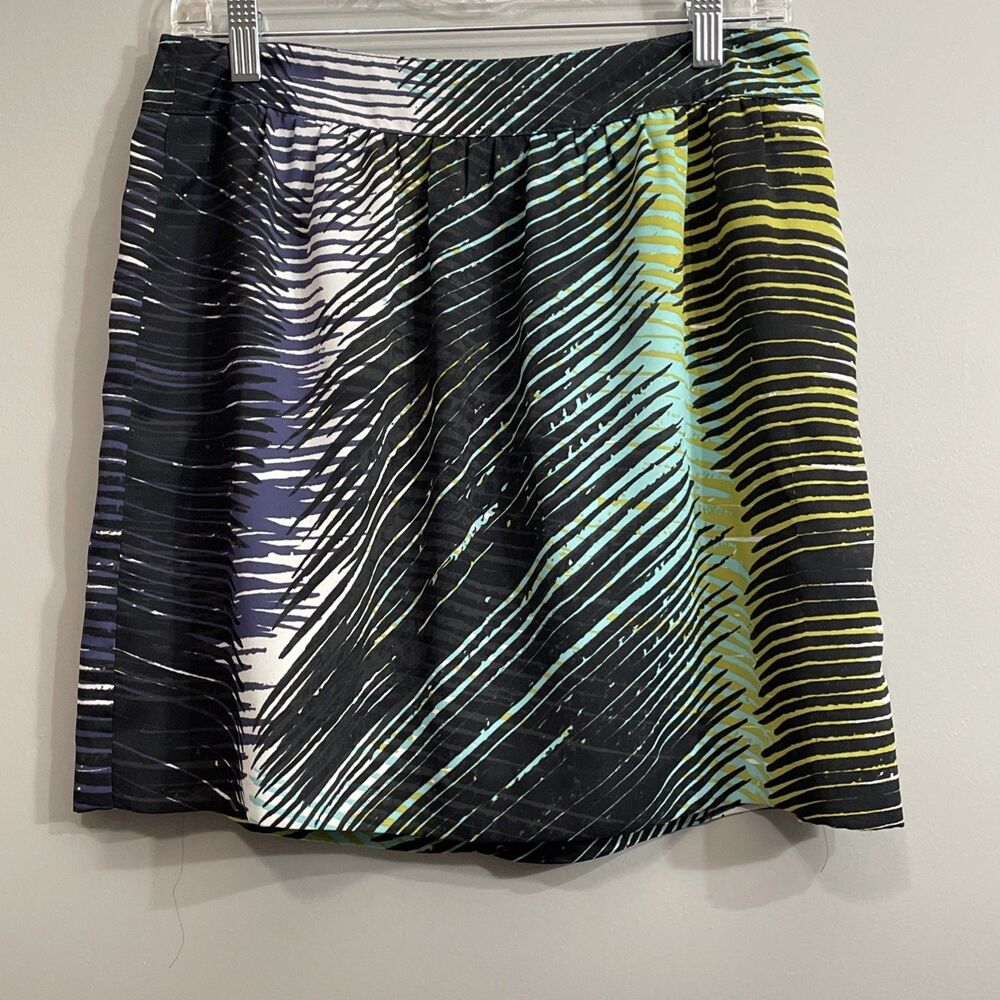 LOFT Women’s Tropical Print Skirt Green Blue Petite Size 6 Summer Lined